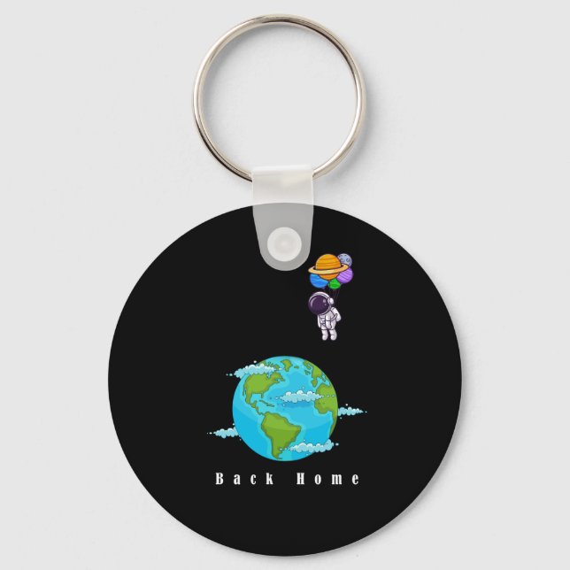  astronaut With Balloons landing earth | Keychain (Front)