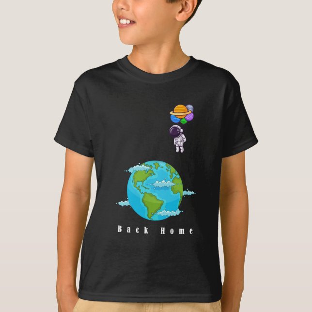  astronaut With Balloons landing earth t-shirt (Front)