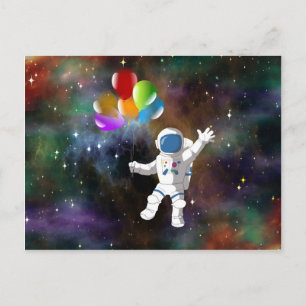 Astronaut with Balloons Postcard