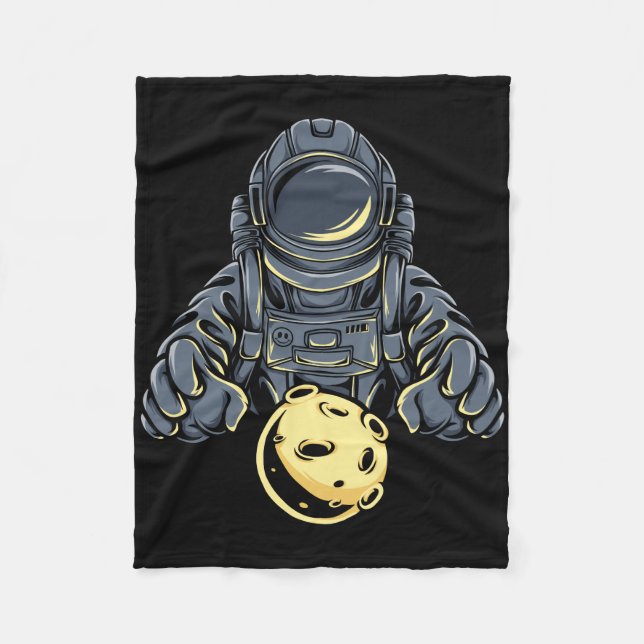 Astronaut With Moon Fleece Blanket (Front)
