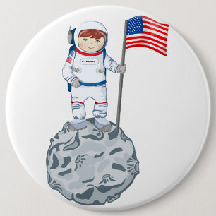 Astronaut with name tag 6 inch round button