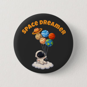 Astronaut With Planet Balloons 2 Inch Round Button