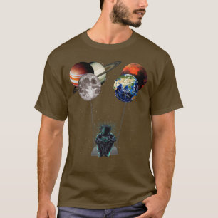 Astronaut with Planet Balloons Swinging in Space T-Shirt