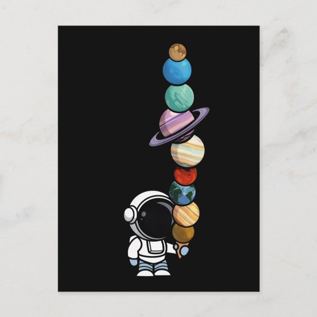 Astronaut with Planet Scoops Interstellar Icecream Postcard (Front)