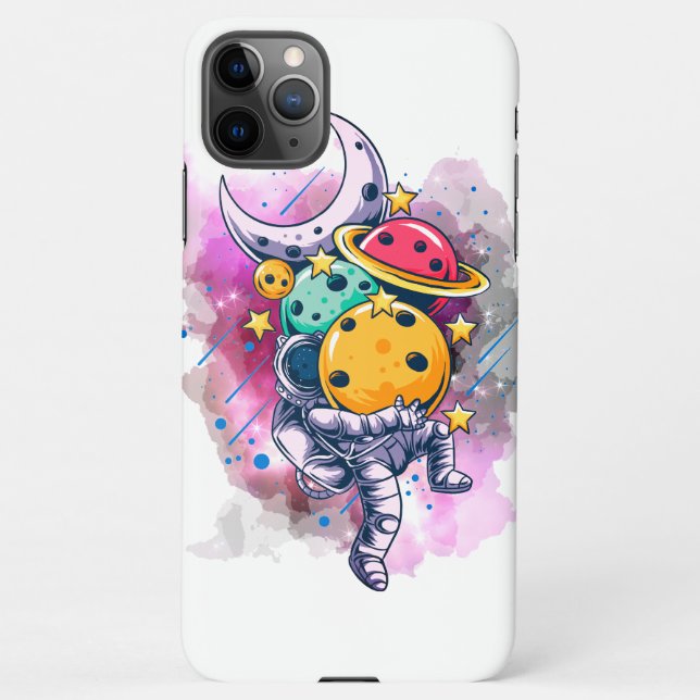 Astronaut with planets iPhone case (Back)