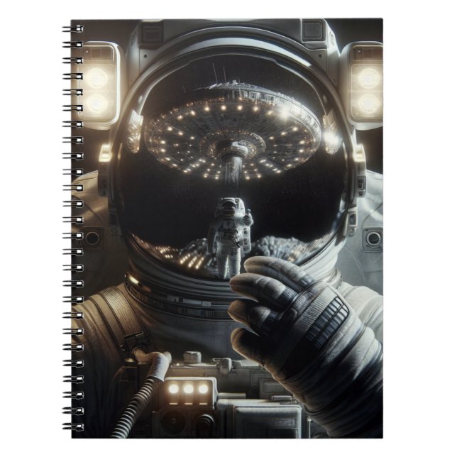 Astronaut with reflection of UFO Notebook (Front)