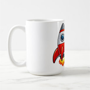 Astronaut with Rocket Cartoon Space Art Coffee Mug