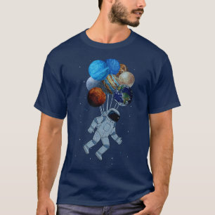 Astronaut With Solar Planet System Balloon Space A T-Shirt