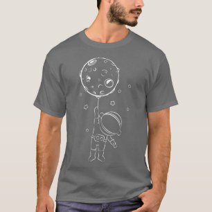 Astronaut Witth Moon Balloon Kids Cute Astronaut T T-Shirt