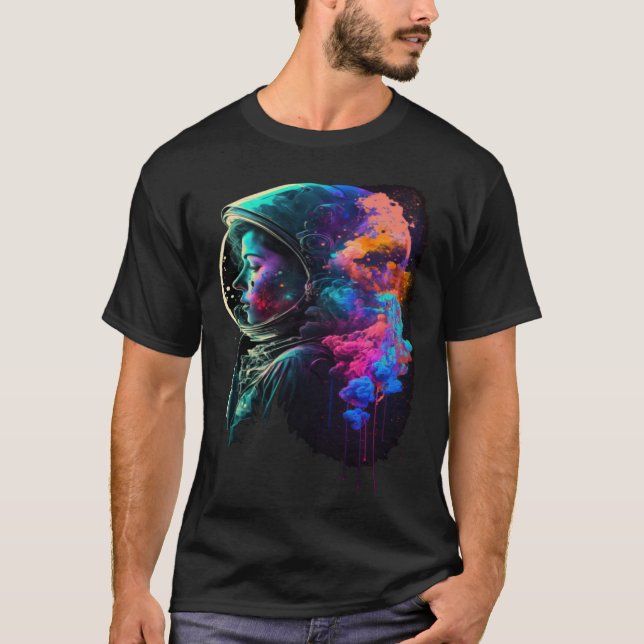 Astronaut Woman Outer Space Colorful Girls Astrona T-Shirt (Front)