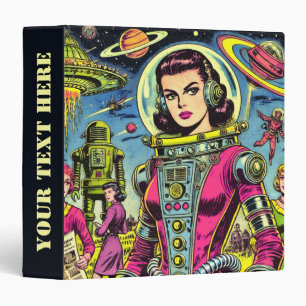 Astronaut Woman Vintage Sci-Fi Comics Binder