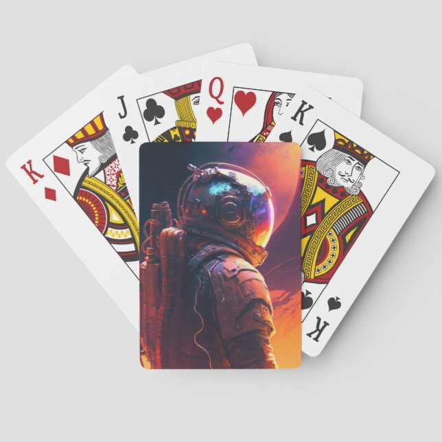 Astronaut World Discovery Painting Human Universe Playing Cards (Back)