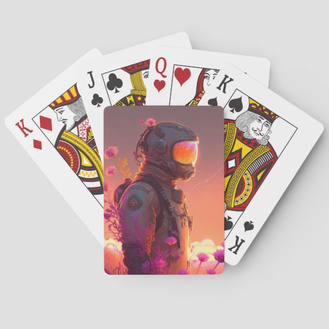 Astronaut World Discovery Painting Human Universe Playing Cards (Back)