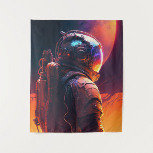 Astronaut World Discovery Painting Human Universe Tapestry