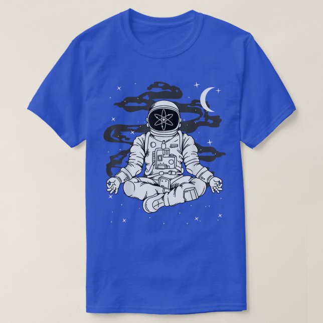 Astronaut Yoga Cosmos ATOM Coin To The Moon Crypto T-Shirt (Design Front)