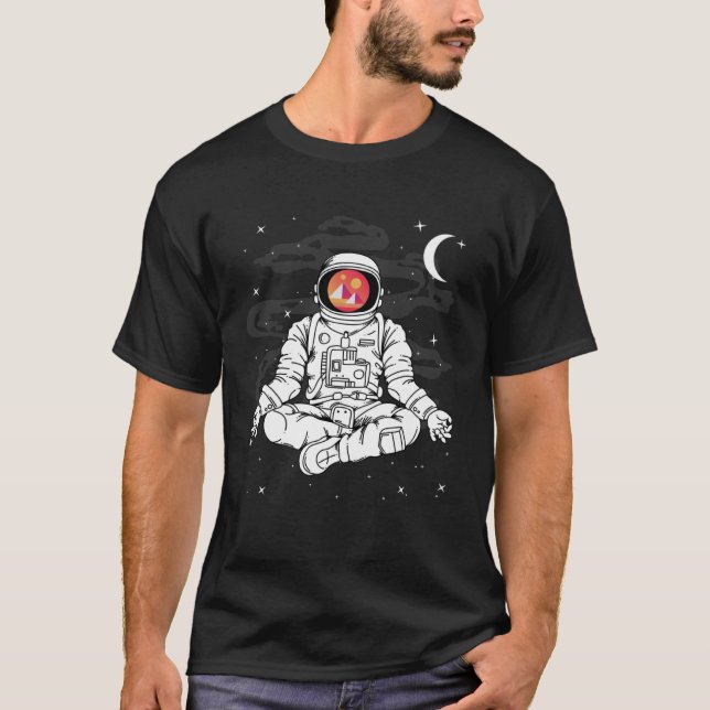 Astronaut Yoga Decentraland MANA Coin To The Moon  T-Shirt (Front)
