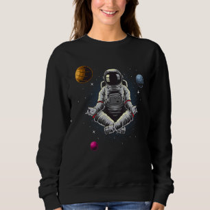 Astronaut Yoga Meditation in Space Planets Moon Bo Sweatshirt
