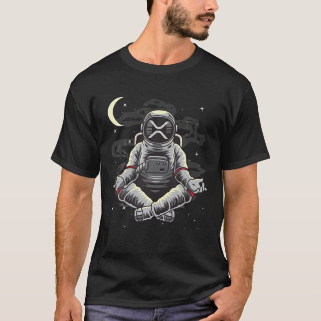 Astronaut Yoga Ripple XRP Coin To The Moon Crypto T-Shirt (Front)