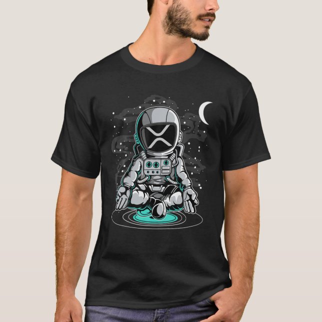 Astronaut Yoga Ripple XRP Coin To The Moon Crypto T-Shirt (Front)