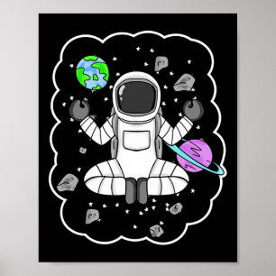 Astronaut Yoga Space Meditation Poster