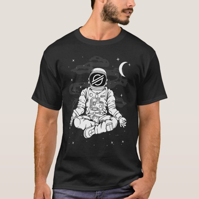 Astronaut Yoga Stellar Xlm Coin To The Moon Crypto T-Shirt (Front)