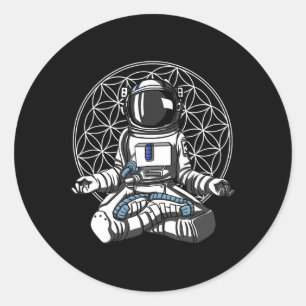 Astronaut Zen Yoga Meditation Spiritual Flower Of Classic Round Sticker