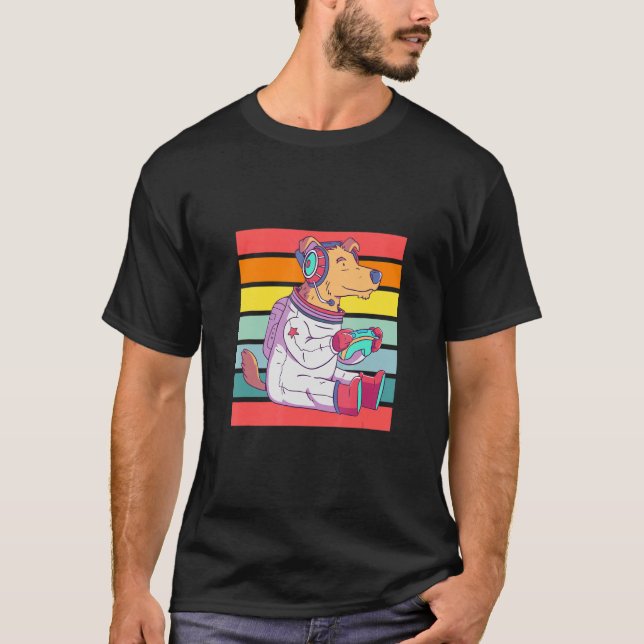 AstronautDog Retro Gaming T-Shirt (Front)