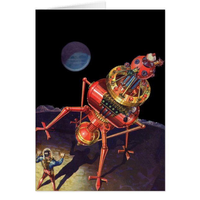 Astronaute en science-fiction vintage avec robot A (Devant)