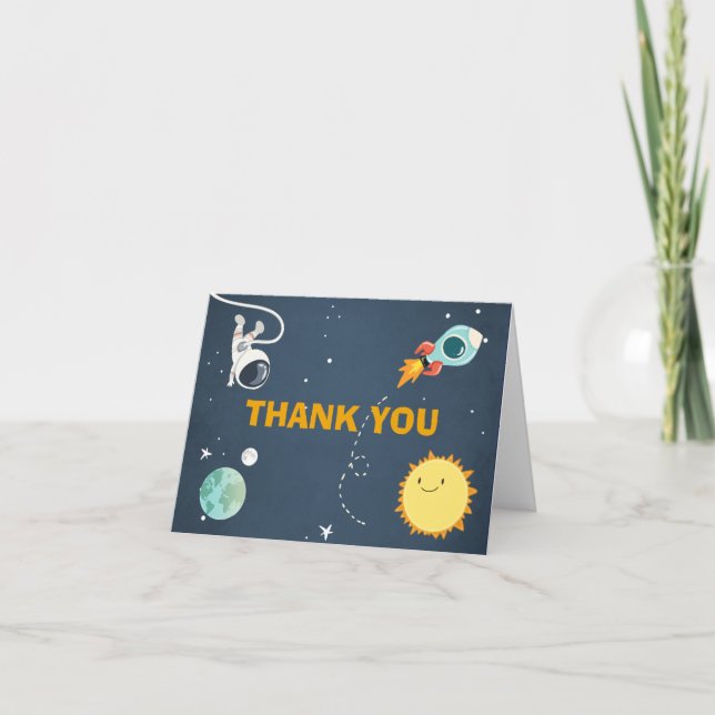 Astronaute-fusées de Carte de remerciements spatia (Devant)