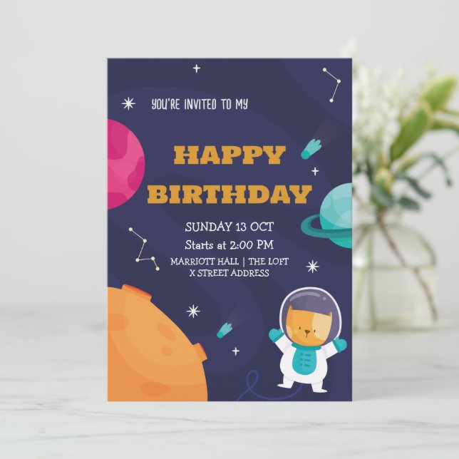 astronaute Invitation pour enfant (Debout devant)