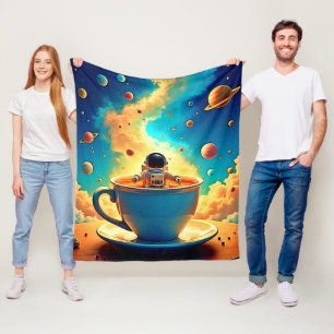 Astronaut's Coffee Cosmos Journey Fleece Blanket