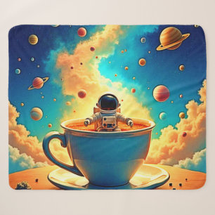 Astronaut's Coffee Cosmos Journey Sherpa Blanket