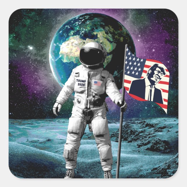 Astronauts for Trump 2024 Invitation Square Sticker (Front)