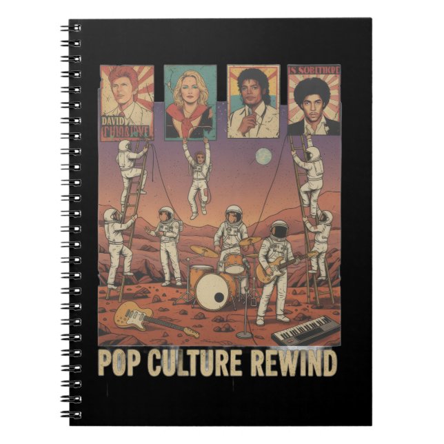 Astronauts Honouring 70s & 80s Pop Legends on Mars Notebook (Front)