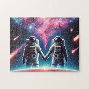 Astronauts in Love Galaxy Jigsaw Puzzle