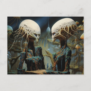 Astronauts Lost In A Dream World Alien Landscape Postcard