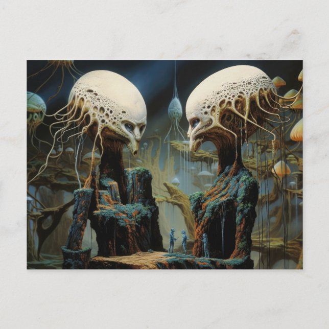 Astronauts Lost In A Dream World Alien Landscape Postcard (Front)