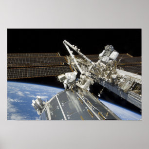 Astronauts perform a series of tasks poster