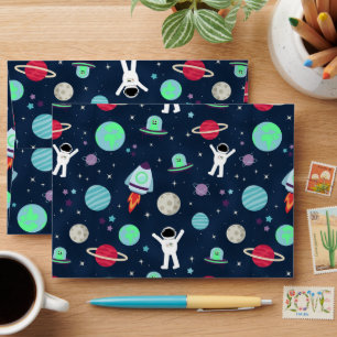 Astronauts Planets Rockets and Aliens Envelope