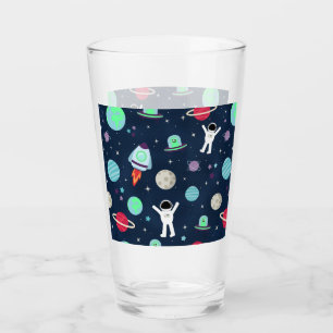 Astronauts Planets Rockets and Aliens Glass