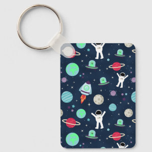 Astronauts Planets Rockets and Aliens Keychain