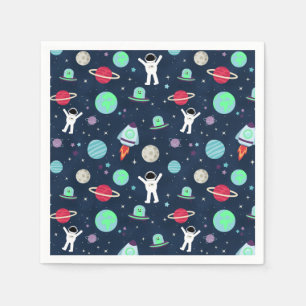 Astronauts Planets Rockets and Aliens Napkin