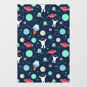 Astronauts Planets Rockets and Aliens Window Cling