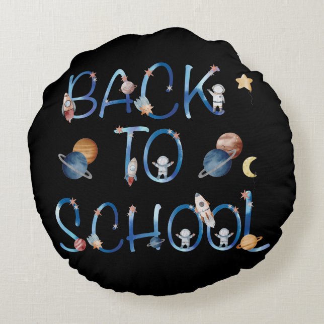 Astronauts Planets Space,back to school Round Pillow (Back)