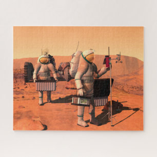 Astronauts Setting Up Weather Equipment On Mars. Jigsaw Puzzle