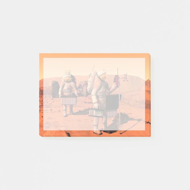 Astronauts Setting Up Weather Equipment On Mars. Post-it Notes (Front)