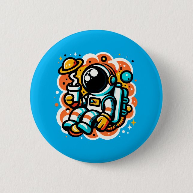 Astronaut's Space Coffee Moment 2 Inch Round Button (Front)