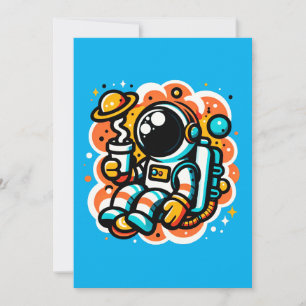 Astronaut's Space Coffee Moment Holiday Card