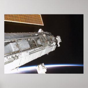 Astronauts work on the International Space Station Poster