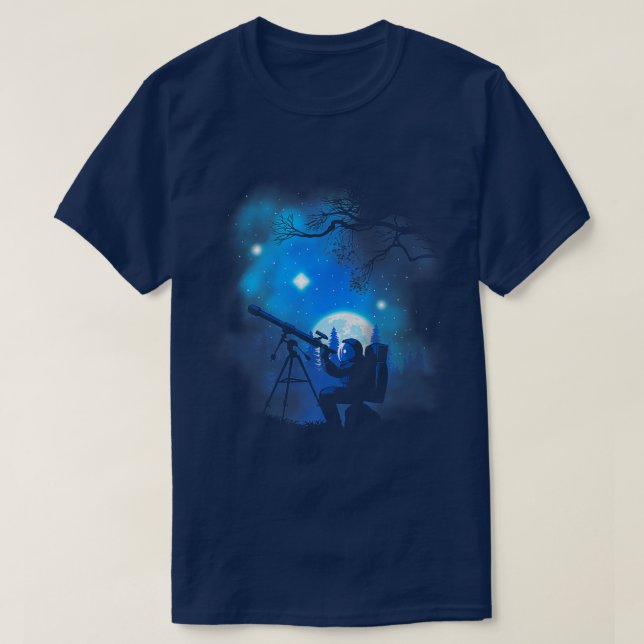 Astronomer astronaut with telescope  T-Shirt (Design Front)